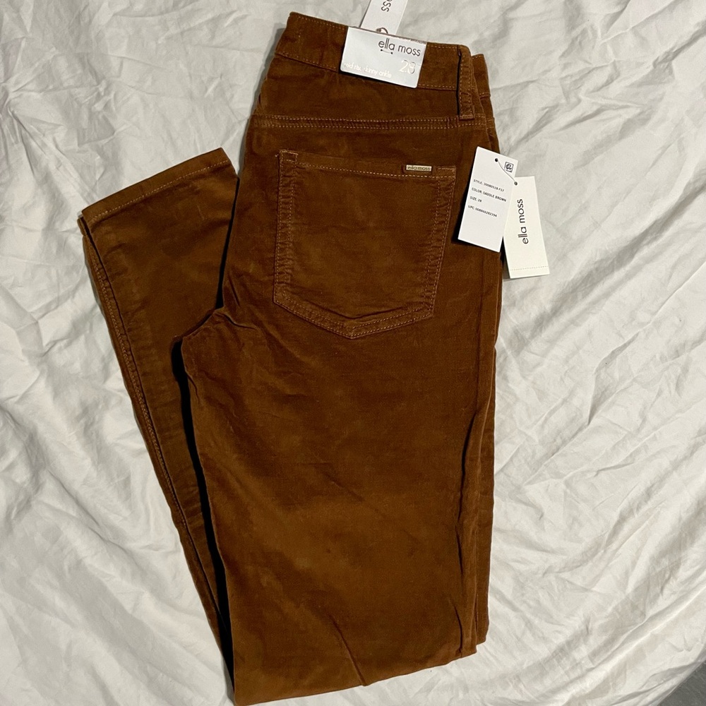 NWT Mid Rise Skinny Ankle - Corduroy Saddle Brown  (Size 28)